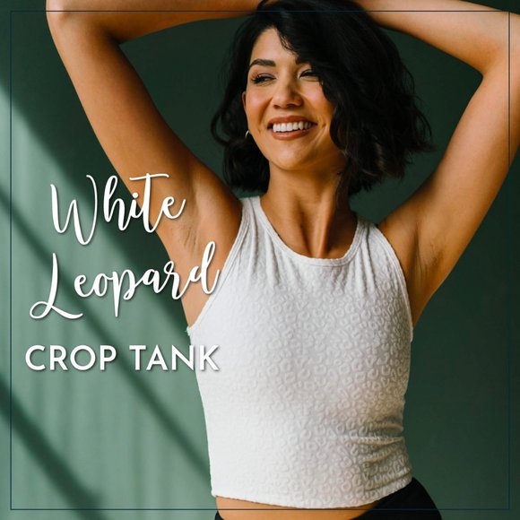 White Leopard Crop Tank - Zyia Active - Picture 1 of 5